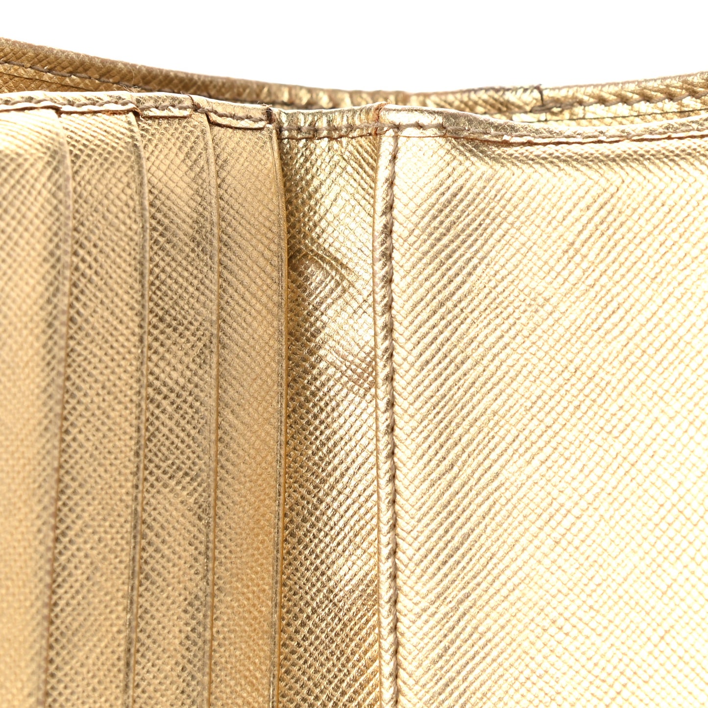 Metallic Saffiano Compact Flap Wallet Gold