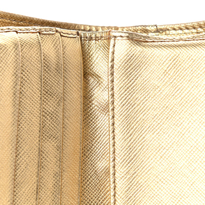 Prada Metallic Saffiano Compact Flap Wallet Gold 10 of 14