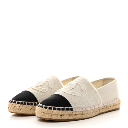 Chanel Linen CC Espadrilles 38 Beige Black 3 of 11