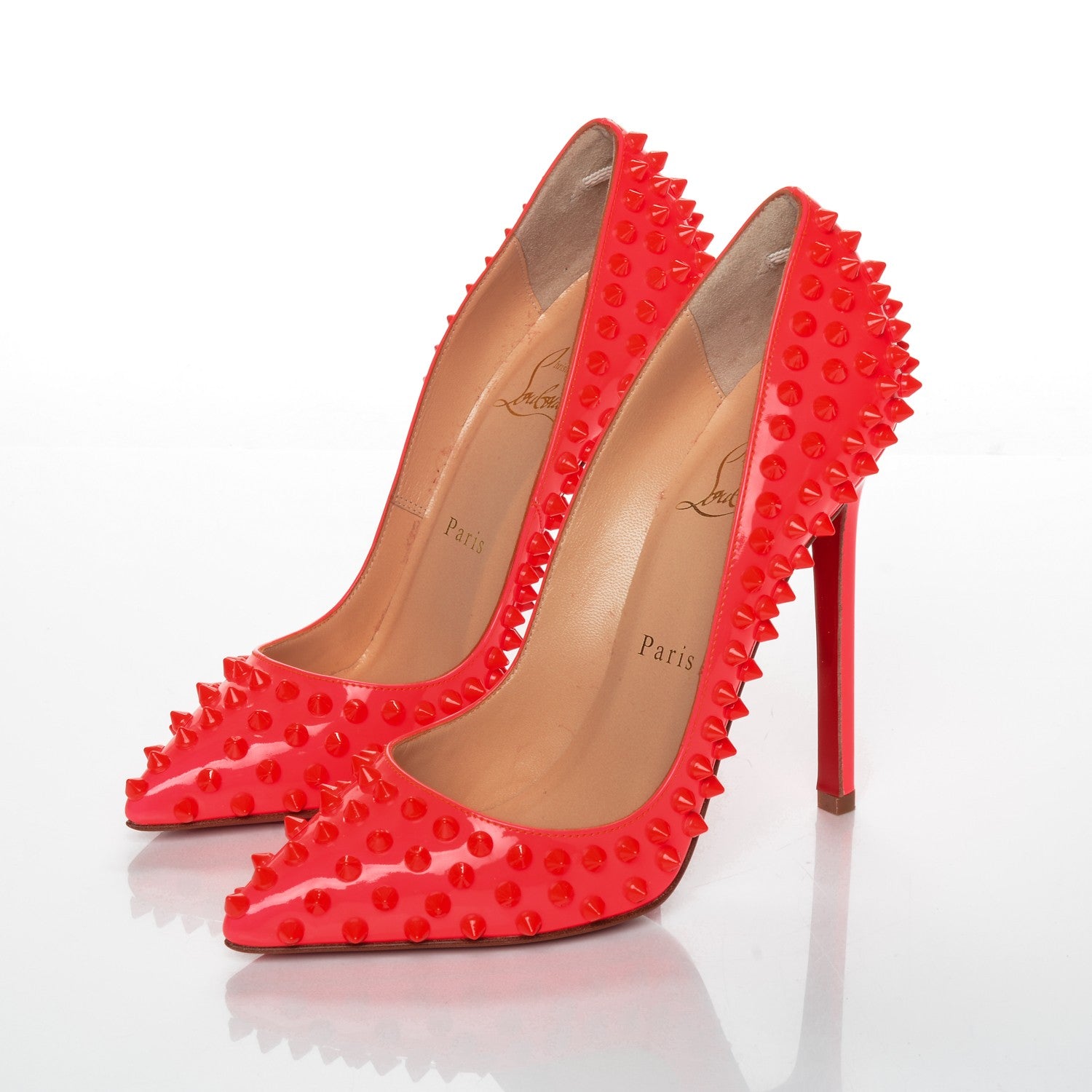Christian Louboutin Patent Pigalle Spikes 120 Pumps 36 Fluo Rose Paris 3 of 7