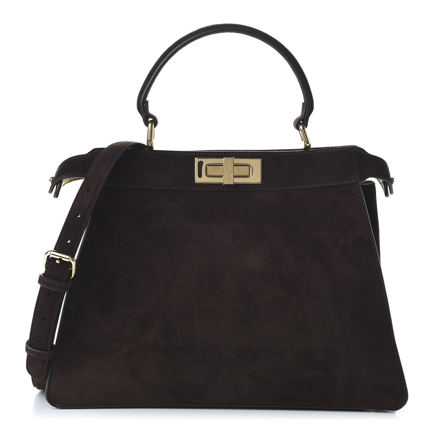 Fendi Suede Medium Peekaboo I See U Satchel Moresco Oro Chiaro 1 of 10