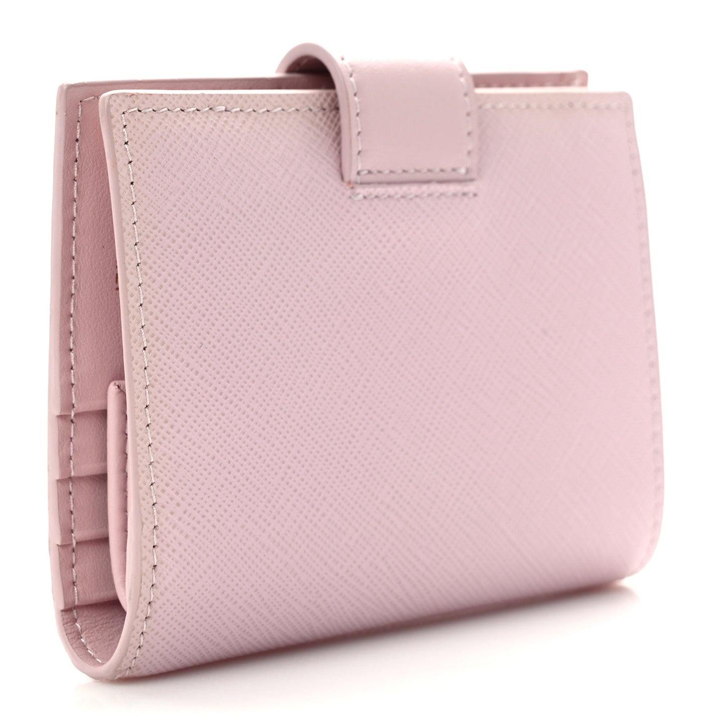 Saffiano Small Triangle Bi-Fold Tab Wallet Alabastro