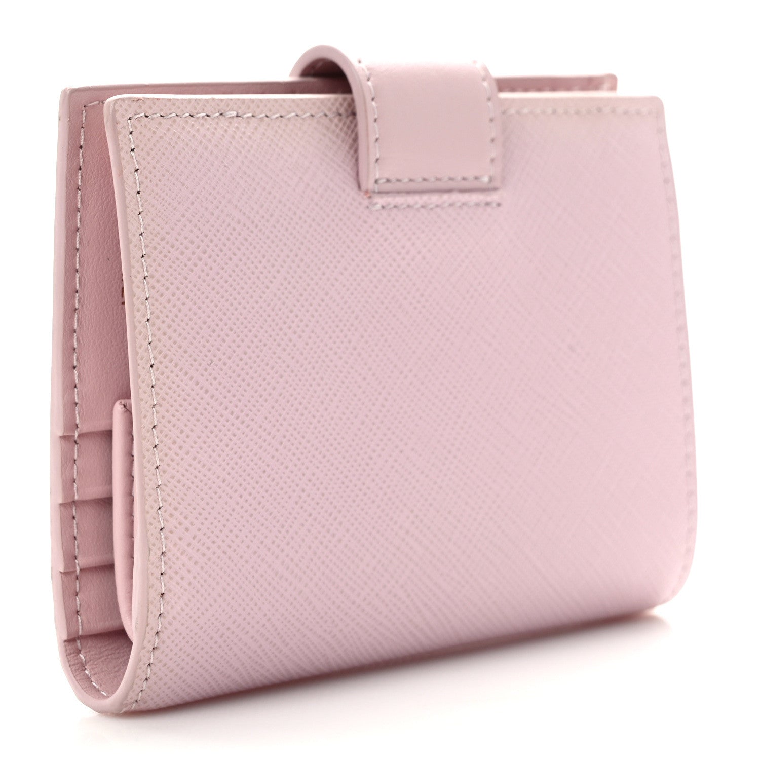 Prada Saffiano Small Triangle Bi-Fold Tab Wallet Alabastro 3 of 9