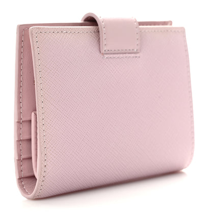Prada Saffiano Small Triangle Bi-Fold Tab Wallet Alabastro 3 of 9