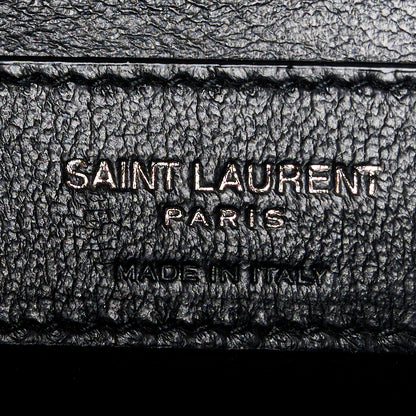 Saint Laurent Grain De Poudre Textured Mixed Matelasse Triquilt Medium Monogram Monochrome Satchel Black 7 of 11
