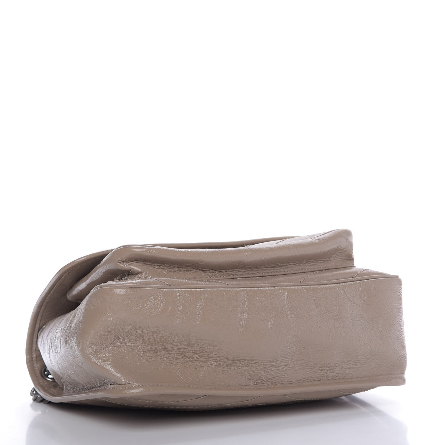 Crinkled Calfskin Matelasse Monogram Medium Niki Chain Satchel Light Taupe