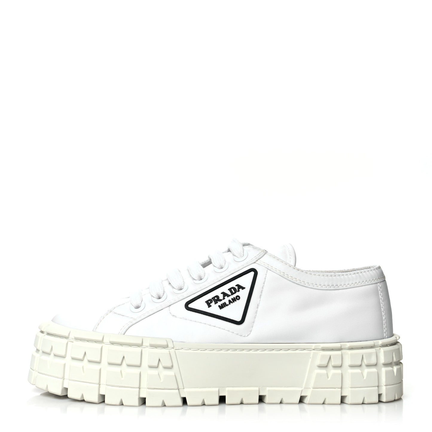 Re-Nylon Gabardine Triangle Logo Double Wheel 50mm Sneakers 40 White