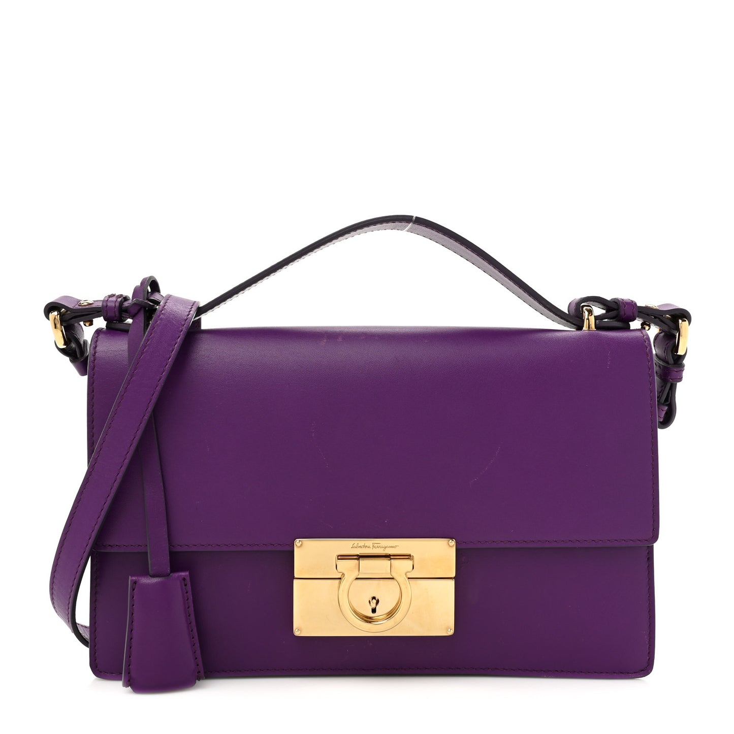 Smooth Calfskin Medium Aileen Gancio Lock Shoulder Bag Grape Rosso