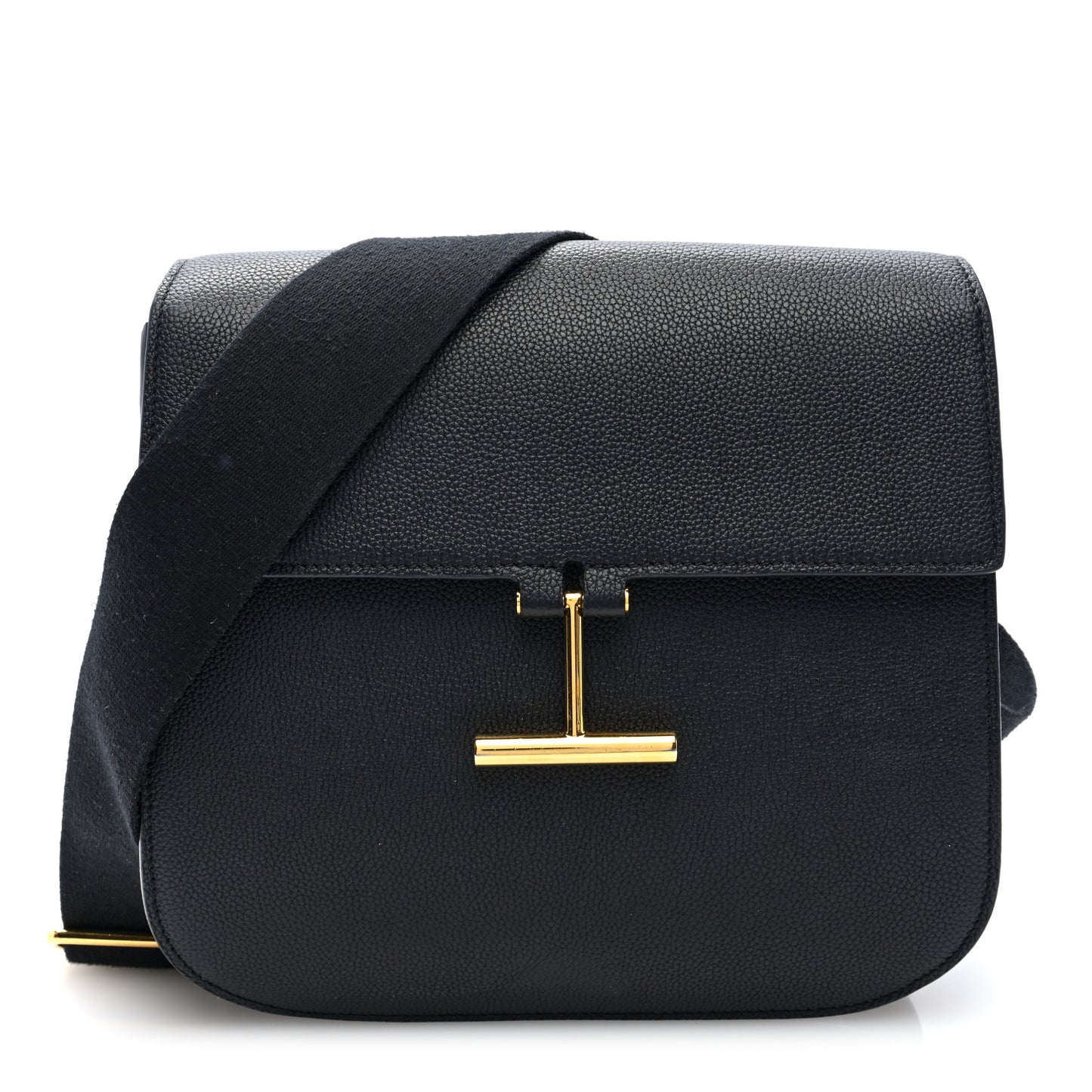 Calfskin Medium T Clasp Tara Crossbody Bag Black