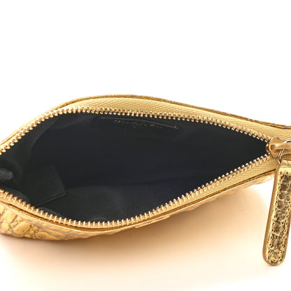 Chanel Metallic Calfskin Crocodile Embossed Cocodile Small Cosmetic Case Gold 5 of 7