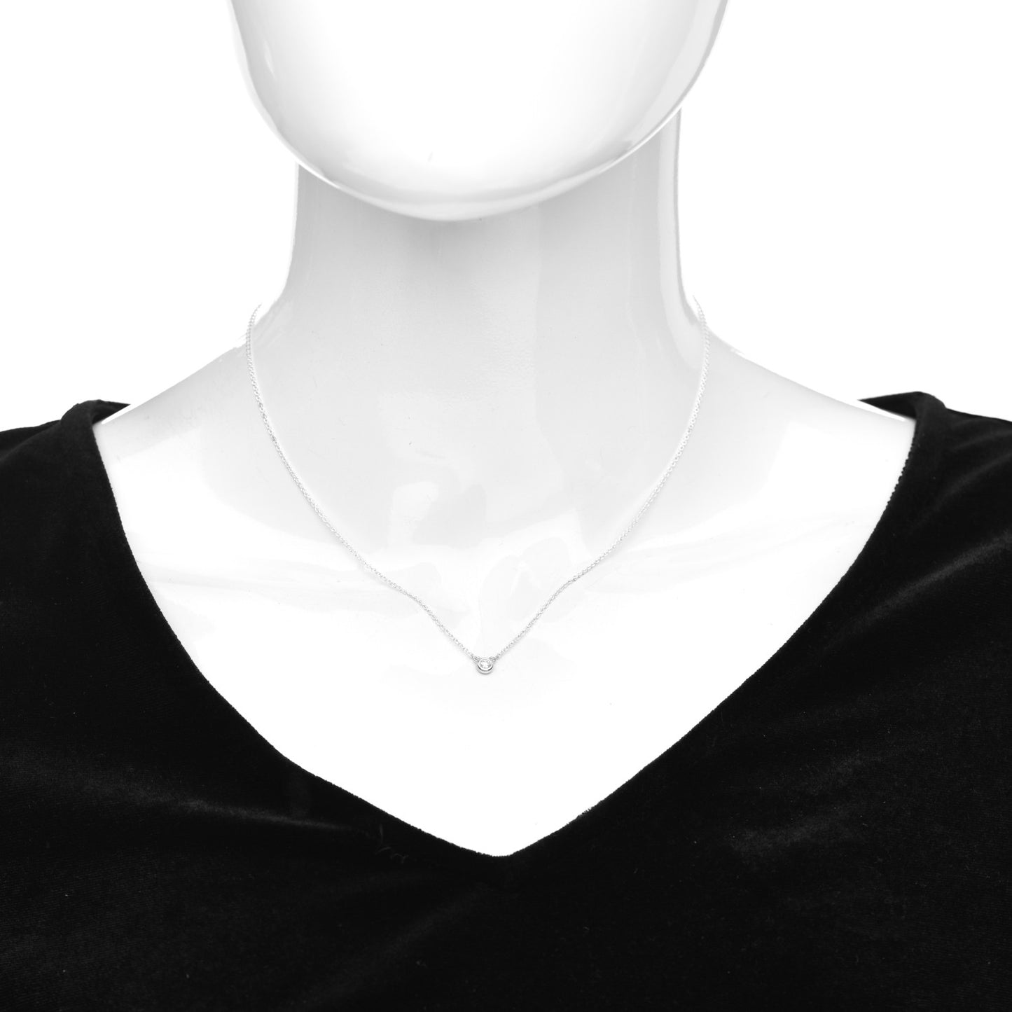 Sterling Silver Diamond .05ct Elsa Peretti Diamonds by the Yard Pendant Necklace