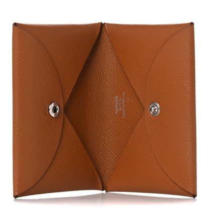 Hermes Epsom Calvi Card Case Gold 5 of 9