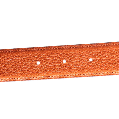 Hermes Box Togo 32mm Enamel Quizz H Belt 80 32 Chocolate Orange 4 of 7