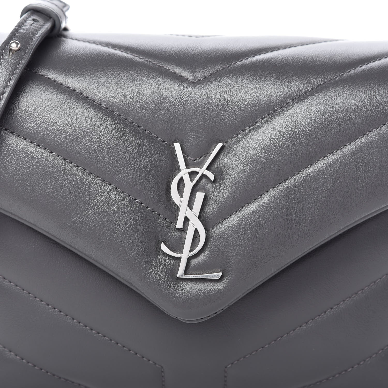 Saint Laurent Calfskin Y Quilted Monogram Toy Loulou Crossbody Bag Storm 10 of 10