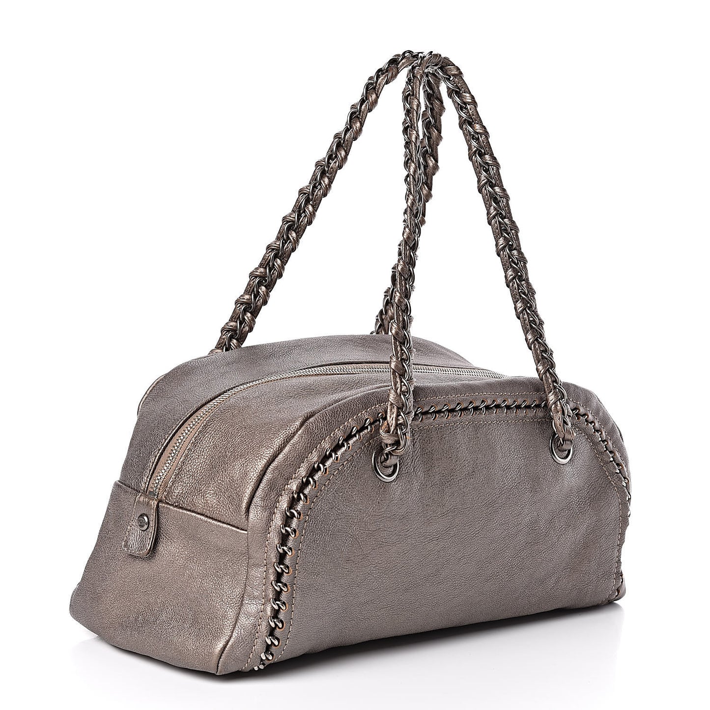 Smooth Calfskin Medium Luxe Ligne Bowler Pewter