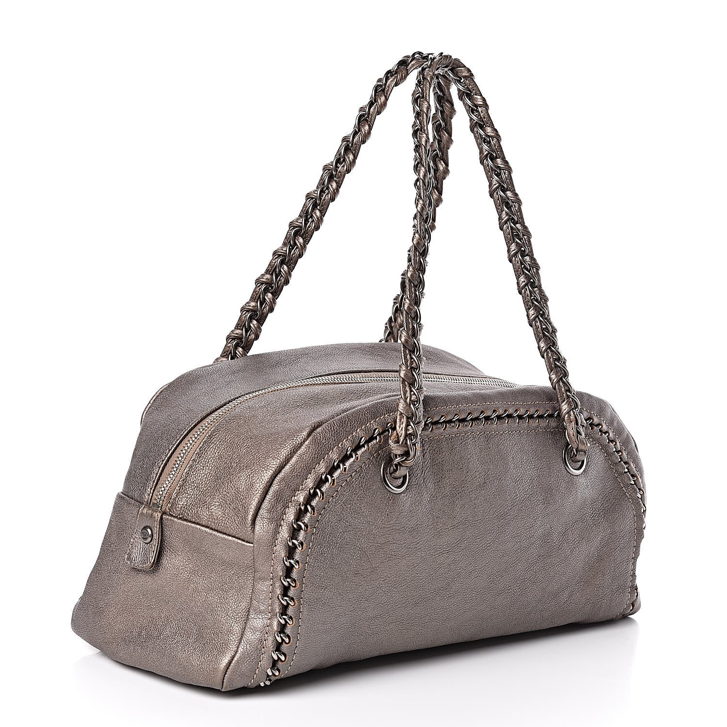 Chanel Smooth Calfskin Medium Luxe Ligne Bowler Pewter 3 of 10