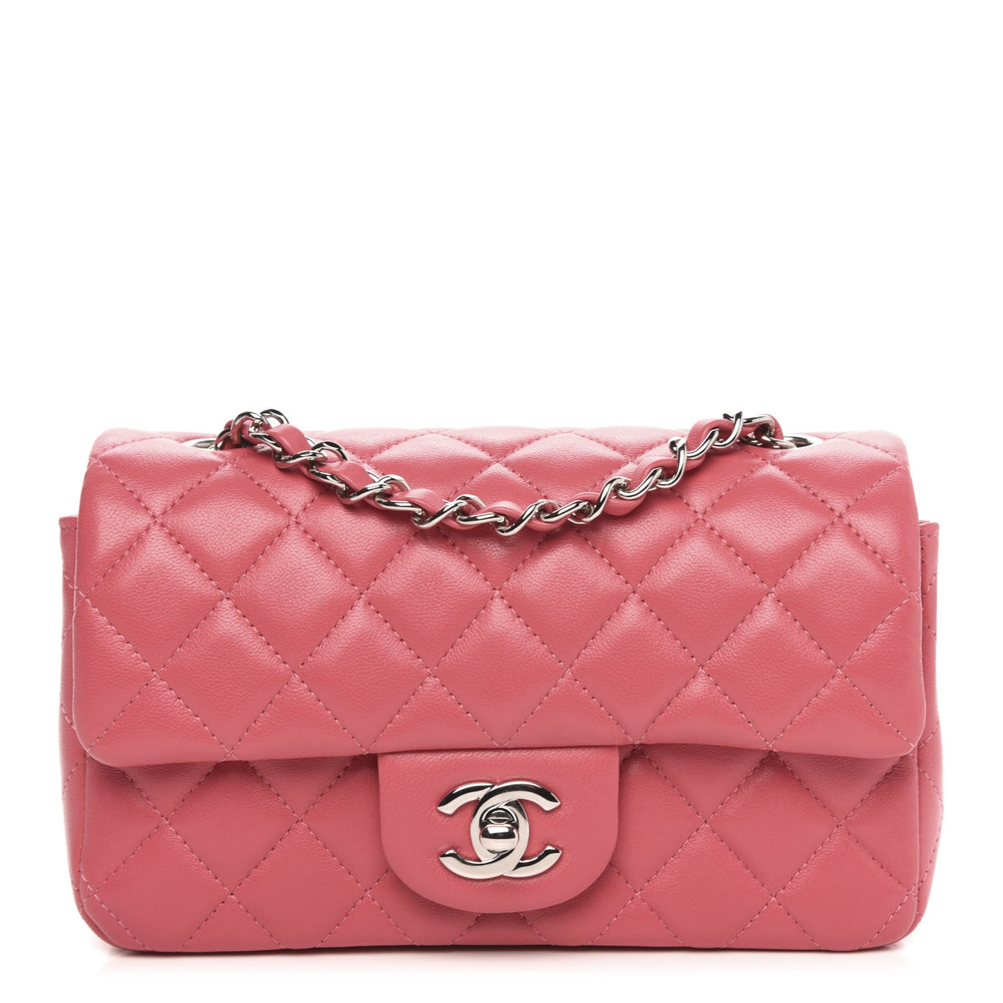 Lambskin Quilted Mini Rectangular Flap Pink