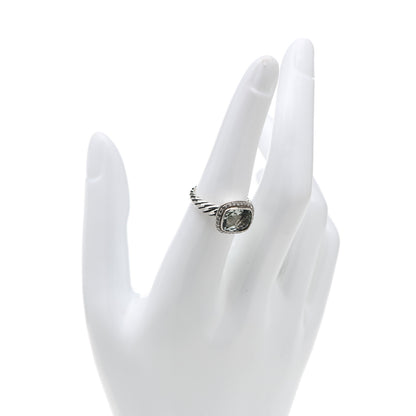 David Yurman Sterling Silver Diamond Prasiolite 10mm Noblesse Ring 51 5.75 2 of 6