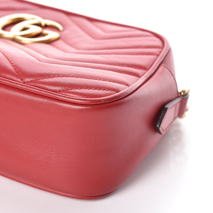 Gucci Calfskin Matelasse Small GG Marmont Chain Shoulder Bag Hibiscus Red 9 of 12