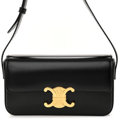 Celine Shiny Calfskin Triomphe Shoulder Bag Black 8 of 10