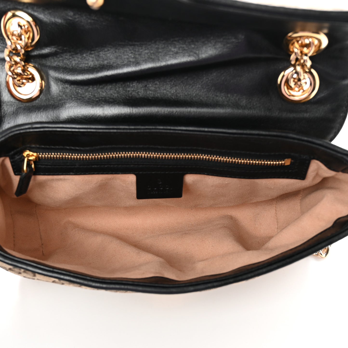 Monogram Matelasse Diagonal Small GG Marmont Shoulder Bag Beige Black