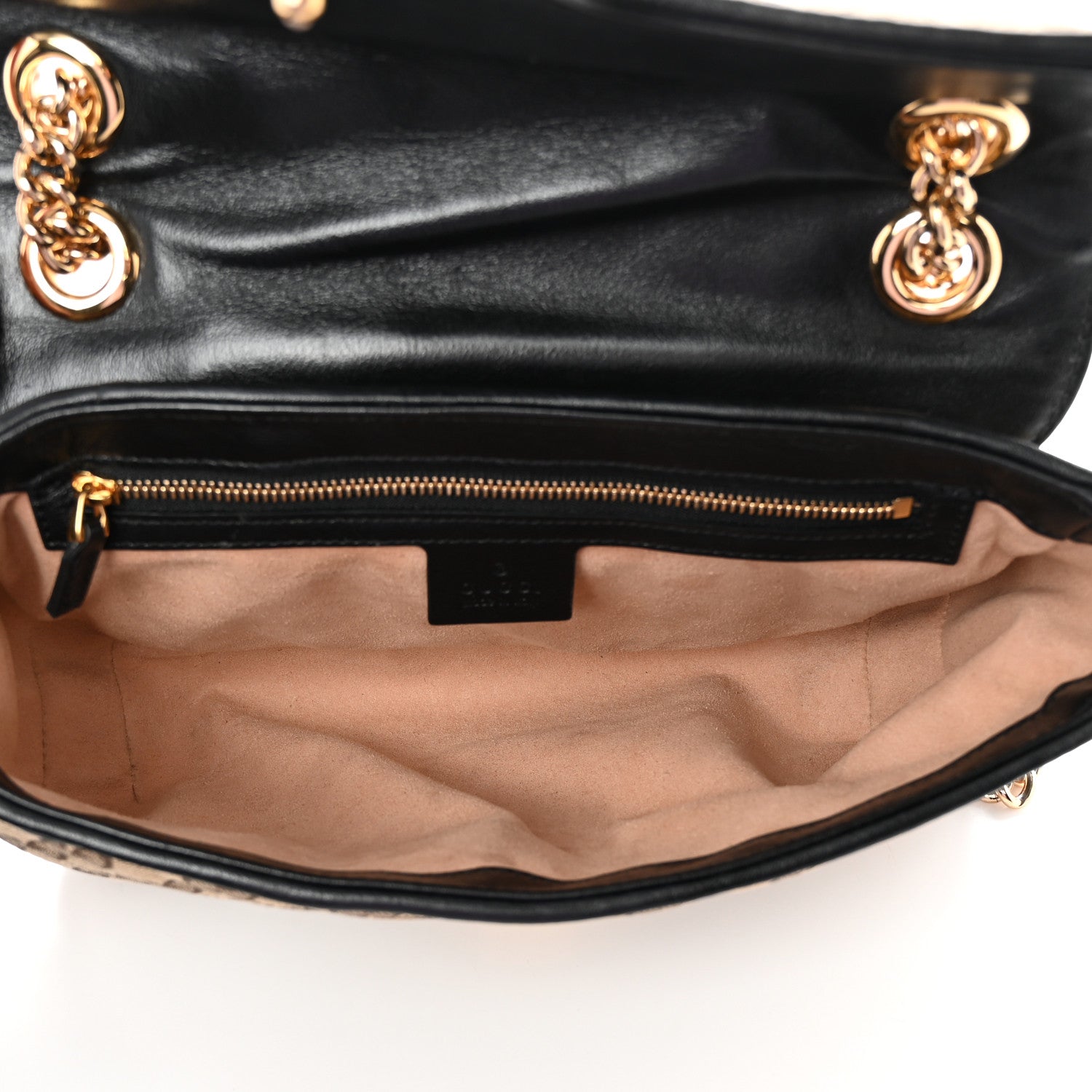 Gucci Monogram Matelasse Diagonal Small GG Marmont Shoulder Bag Beige Black 5 of 12