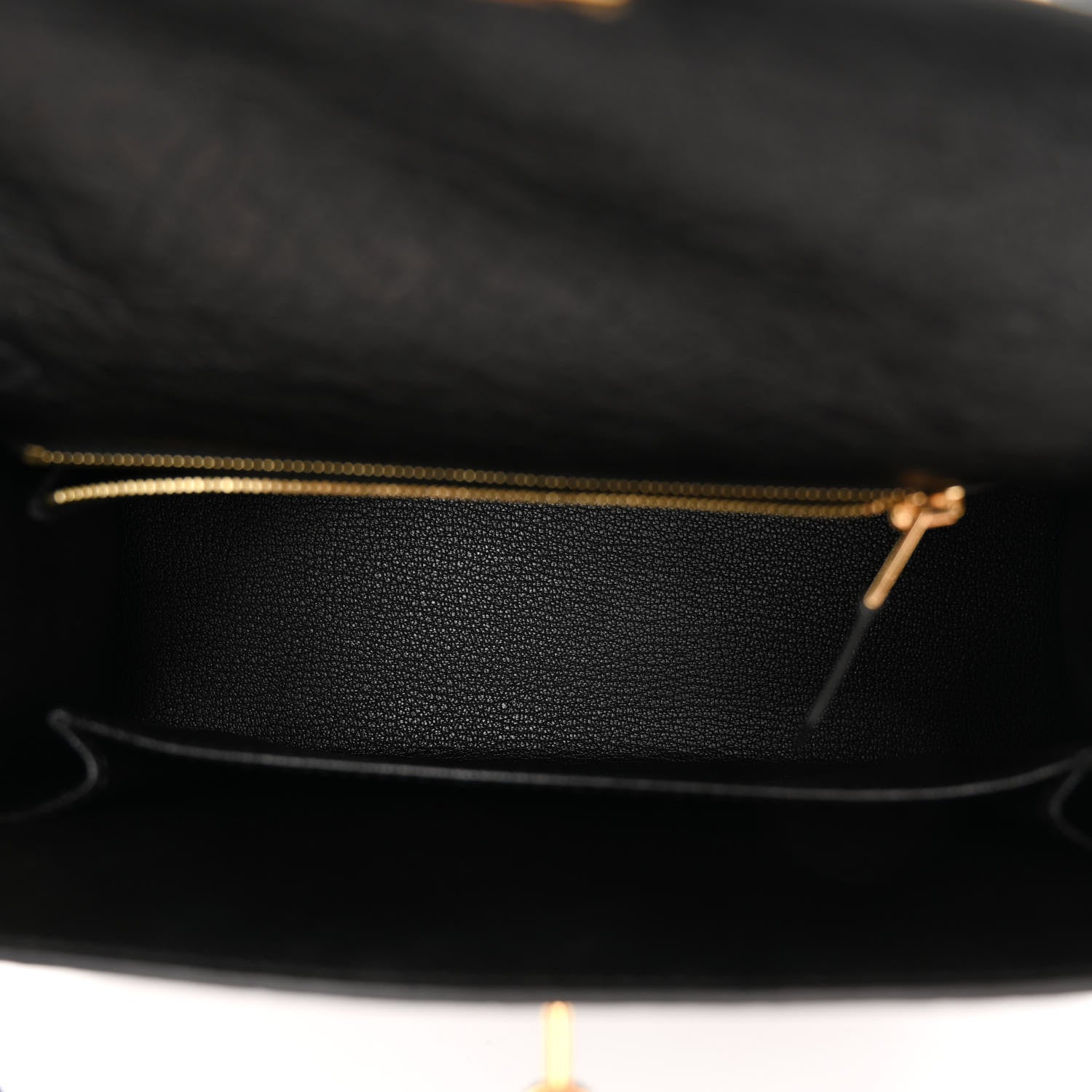Hermes Ostrich Kelly Sellier 25 Black 5 of 12