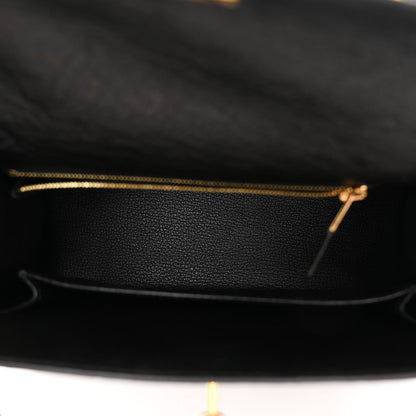 Hermes Ostrich Kelly Sellier 25 Black 5 of 12
