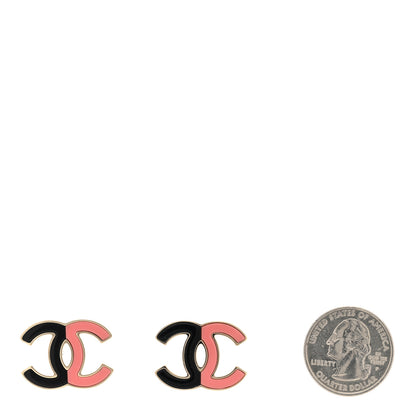 Chanel Enamel Large CC Earrings Black Pink 2 of 4