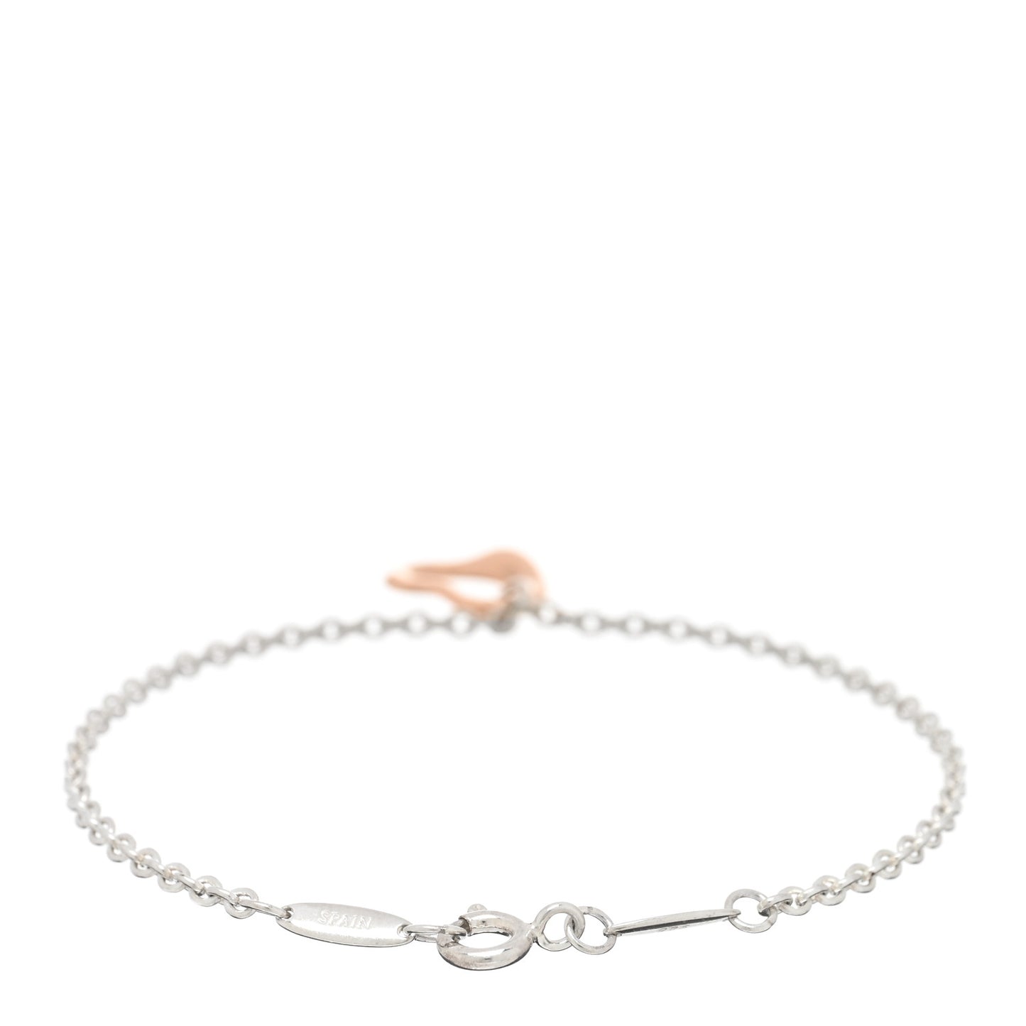 Sterling Silver 18K Rose Gold Elsa Peretti Open Heart Charm Bracelet