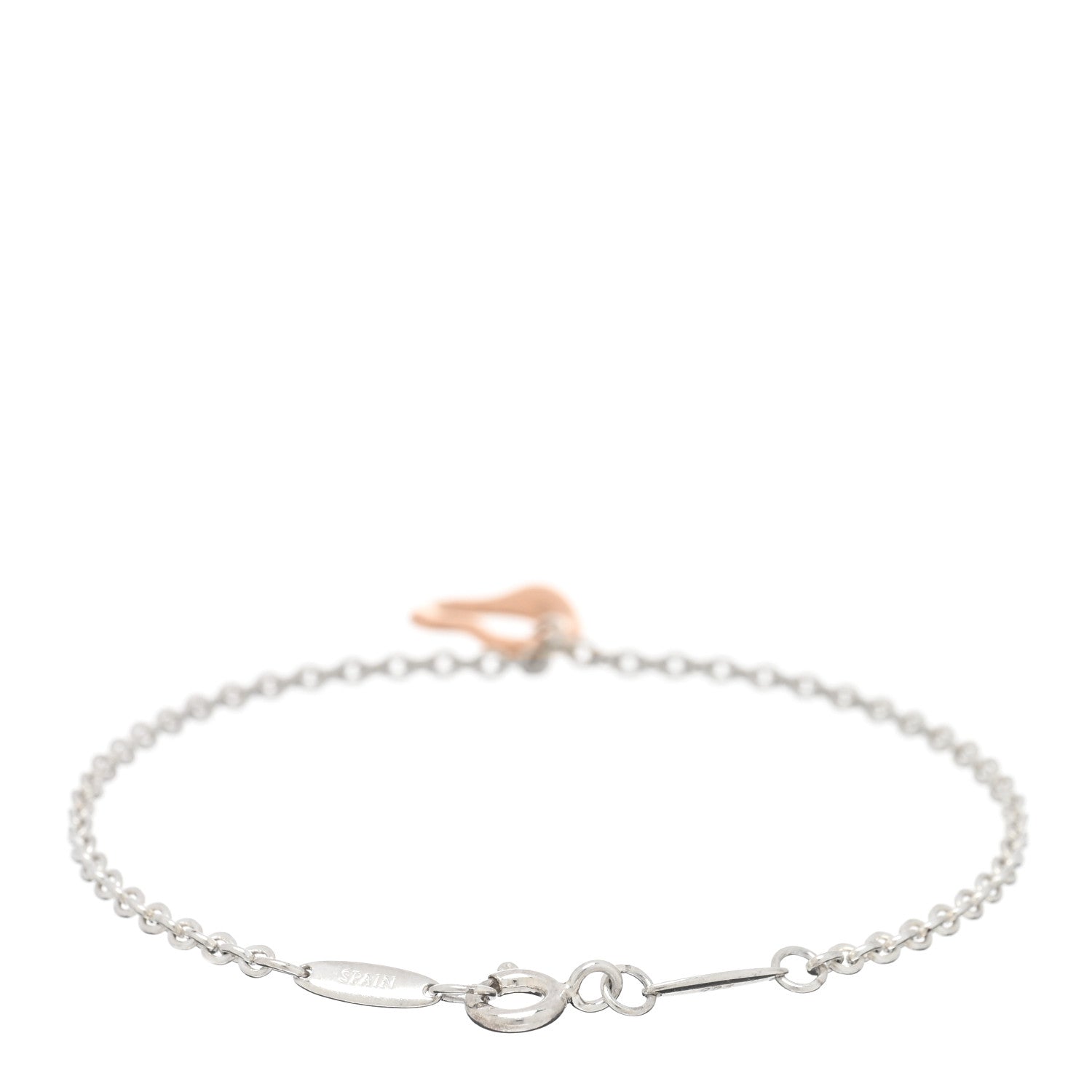 Tiffany Sterling Silver 18K Rose Gold Elsa Peretti Open Heart Charm Bracelet 2 of 3