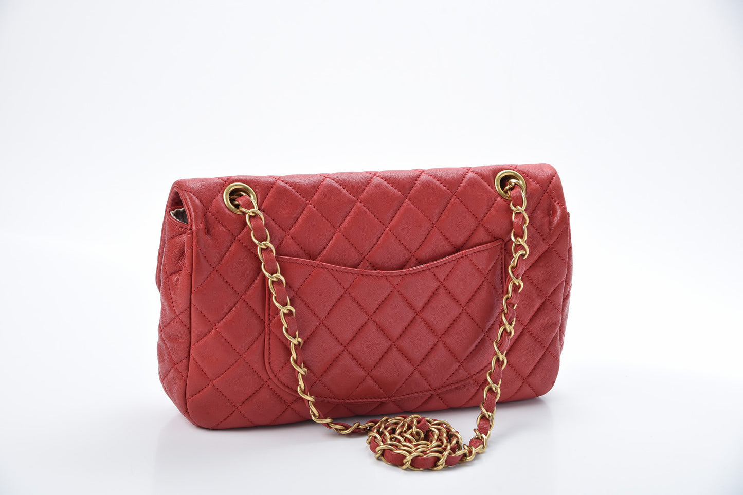 Lambskin Quilted Valentine Charms Medium Flap Red
