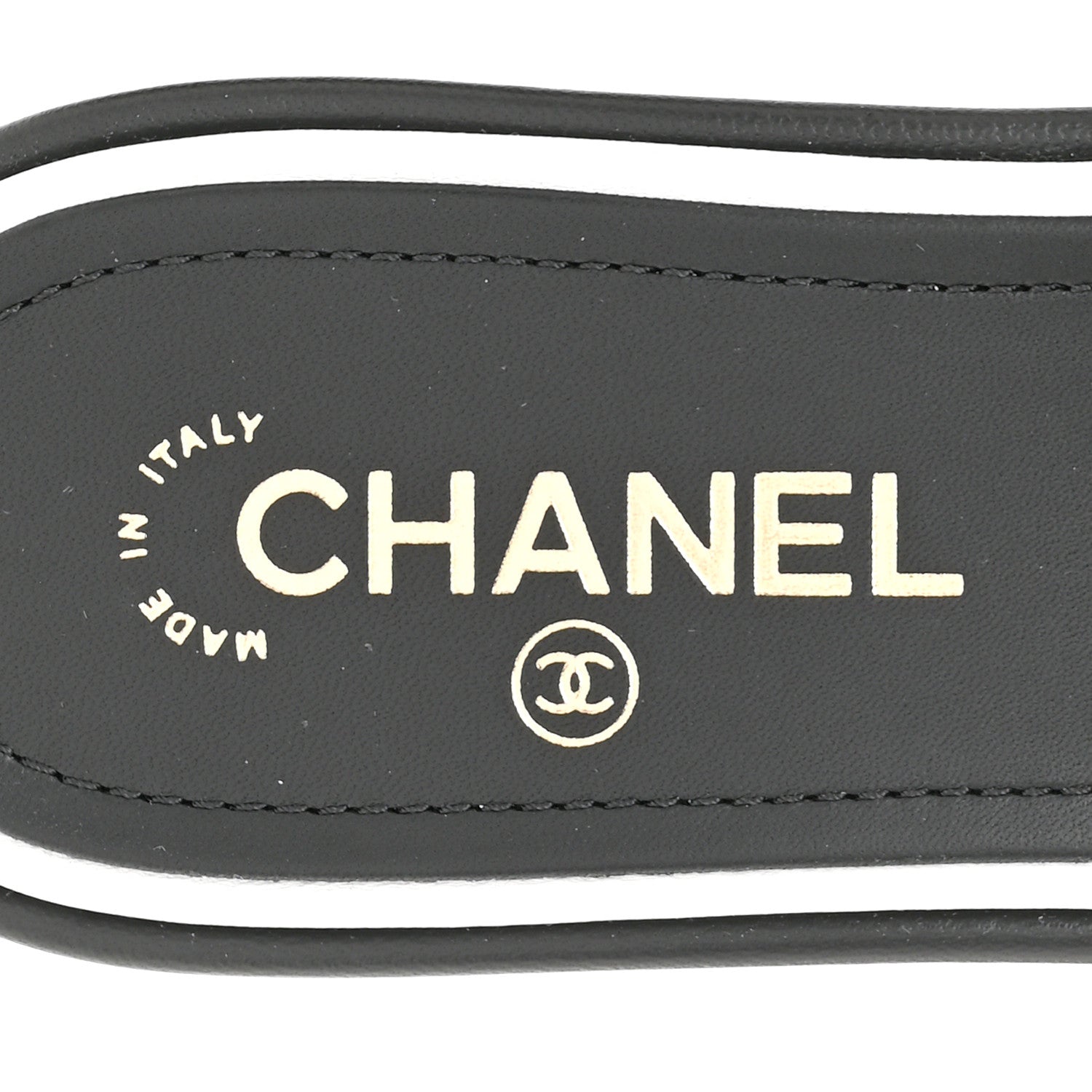 Chanel Lambskin Embroidered CC Mule Sandal 38.5 Black White 7 of 10