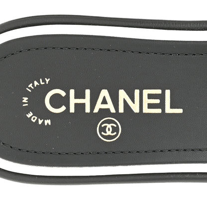 Chanel Lambskin Embroidered CC Mule Sandal 38.5 Black White 7 of 10