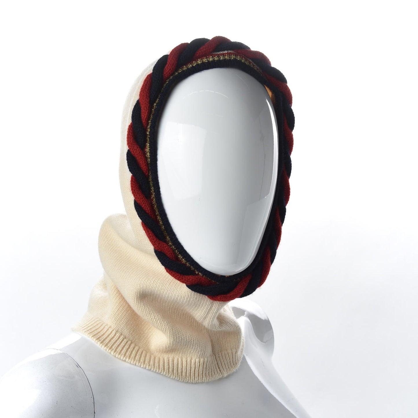 Wool Web Balaclava Beanie Hat M Ivory