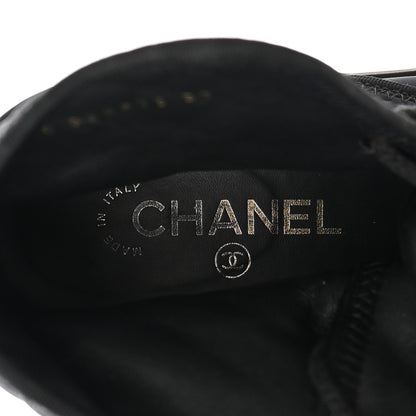Chanel Fabric Grosgrain Quilted Cap Toe Lace Up Combat Boots 37 Black 7 of 9