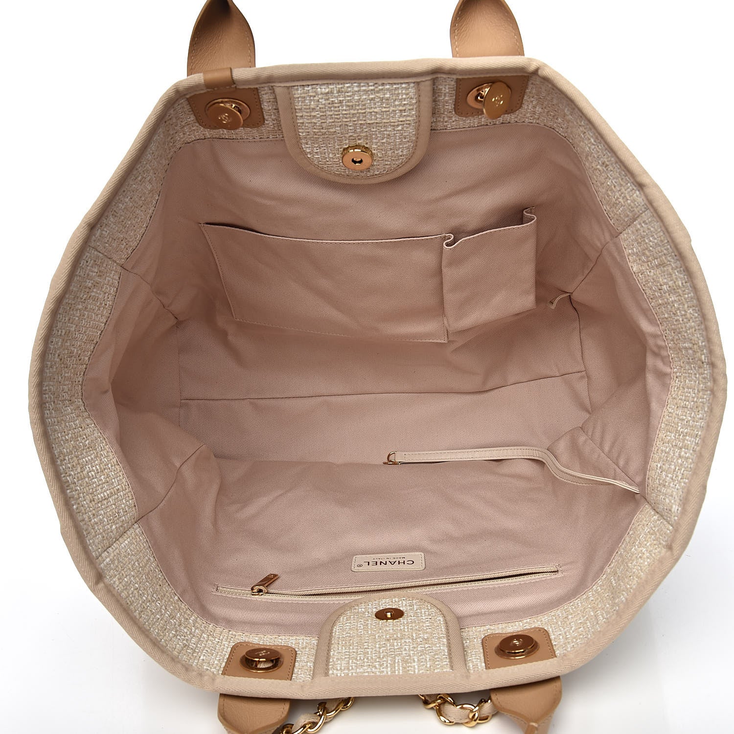 Chanel Woven Straw Raffia Large Deauville Tote Light Beige 5 of 10