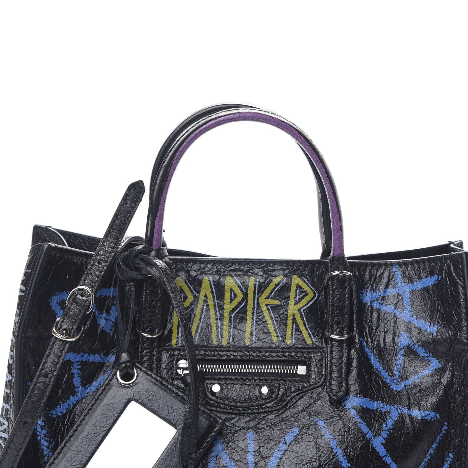 Balenciaga Agneau Graffiti Papier A6 Zip Around Tote Black 8 of 8