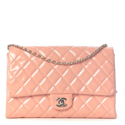 Chanel Patent Quilted Clutch With Chain Flap Light Pink 1 of 15