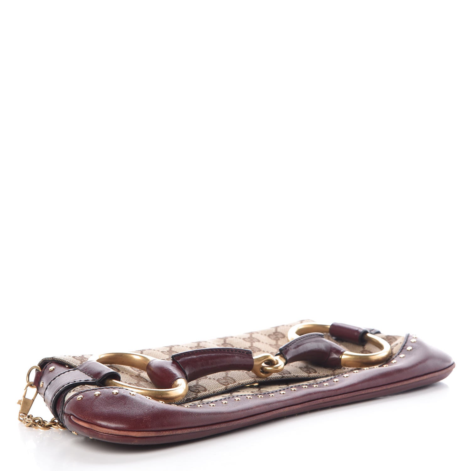 Gucci Monogram Studded Large Horsebit Clutch Bordeaux 4 of 11