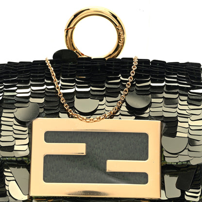 Fendi Sequin Paillettes Shiny Nappa Sex and the City Nano Maxi Buckle Baguette Charm Wasabi 8 of 10