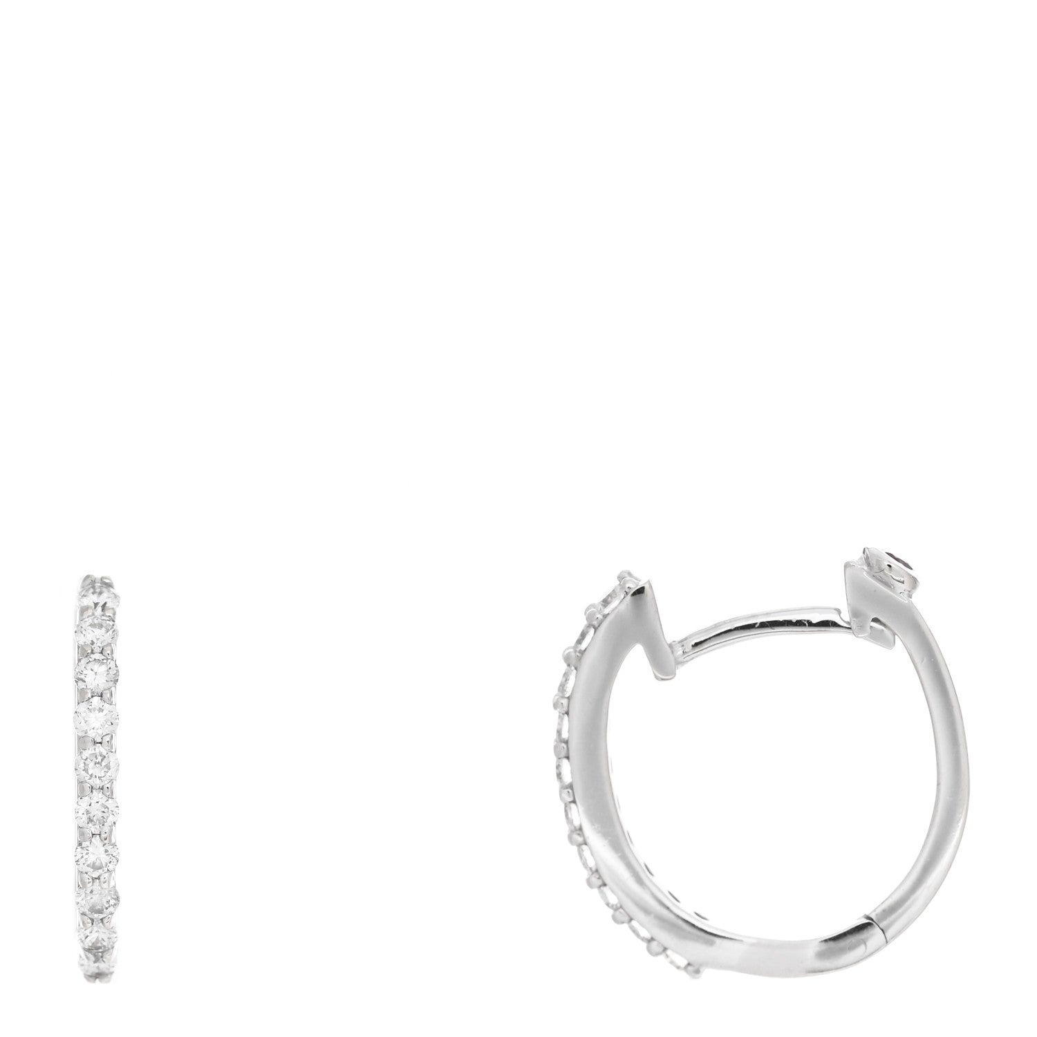 Roberto Coin 18K White Gold Diamond Small Horseshoe Hoop Earrings 1 of 4