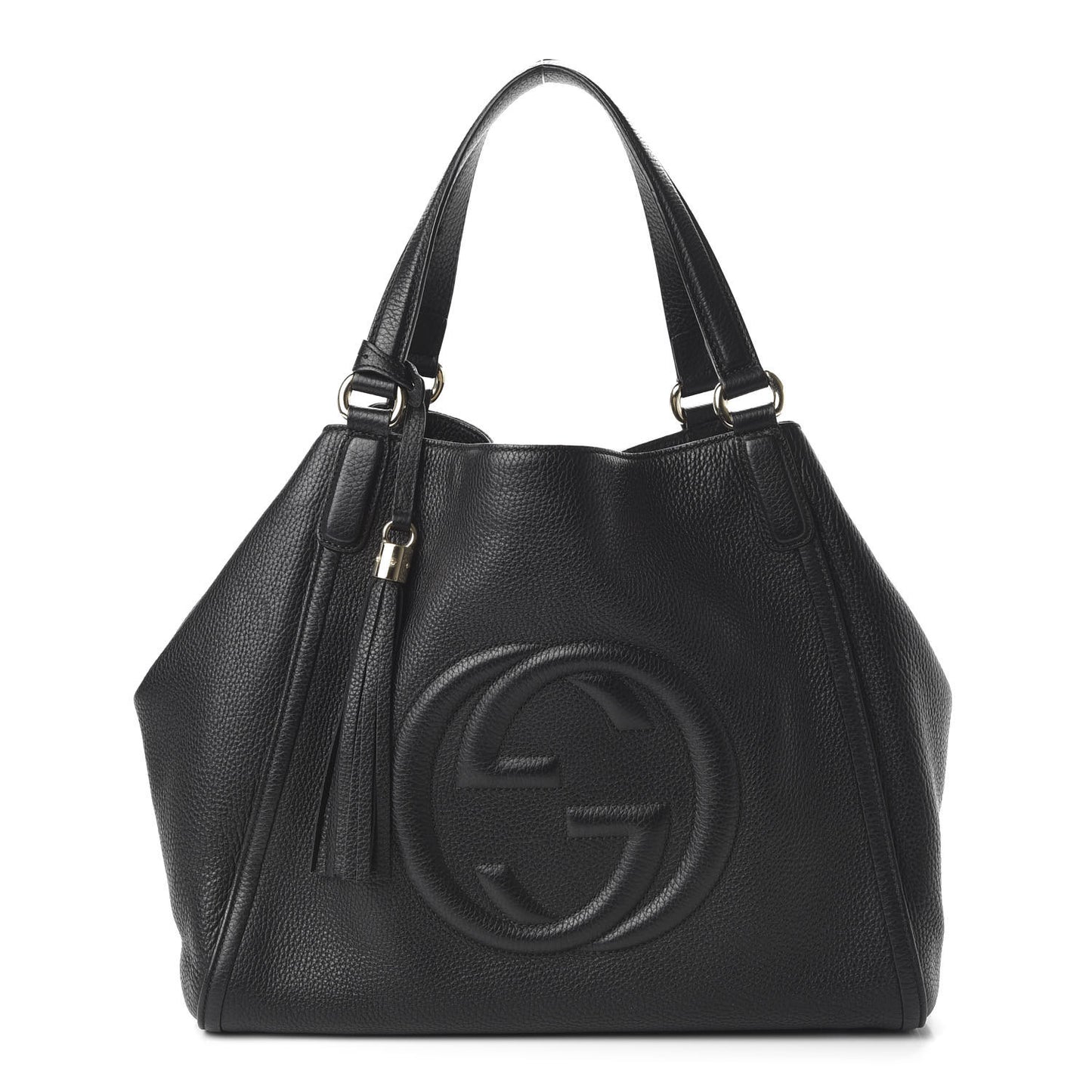Pebbled Calfskin Medium Soho Shoulder Bag Black