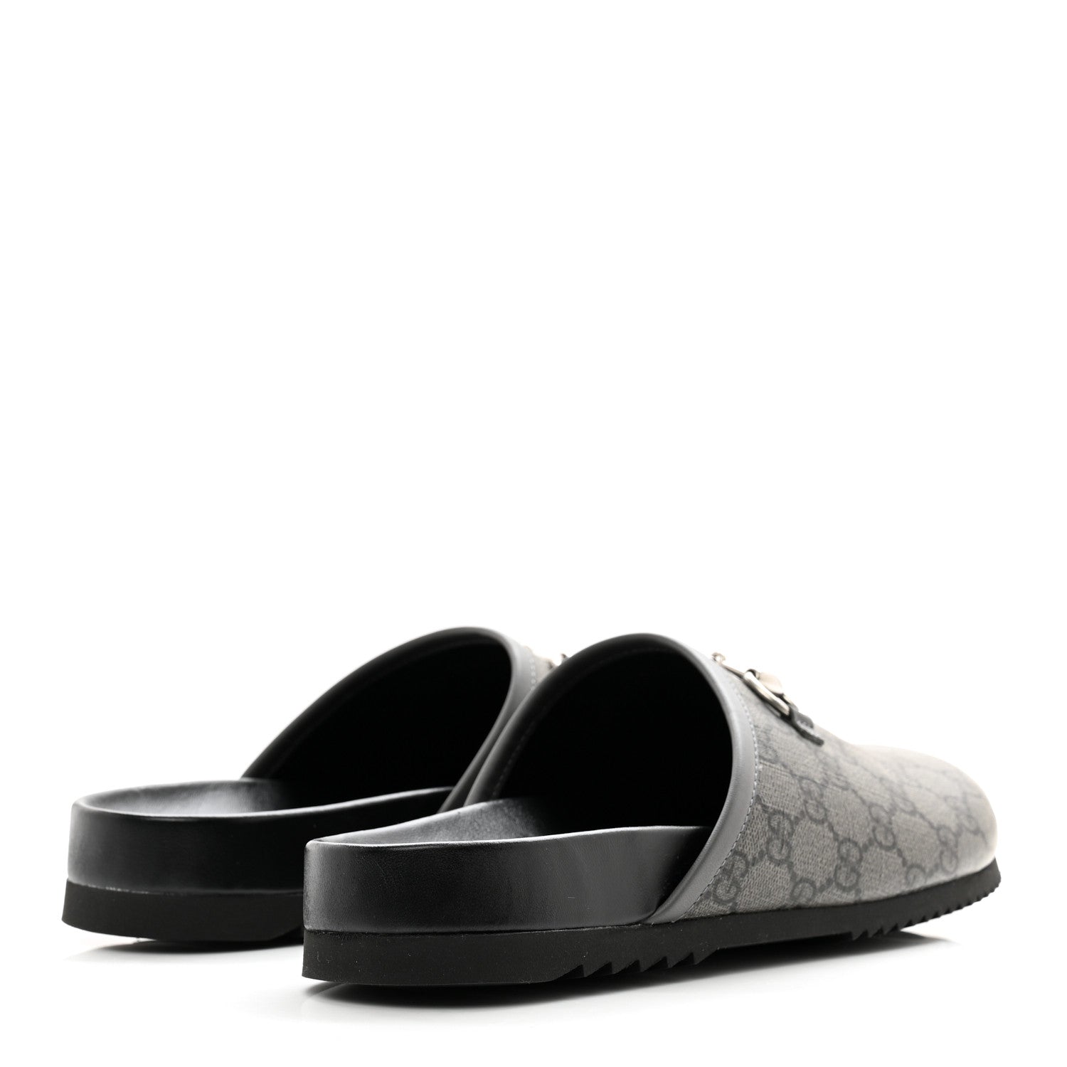 Gucci GG Supreme Monogram Granada Kid Mens Horsebit Lug Sole Mules 8 Grey Black 4 of 8