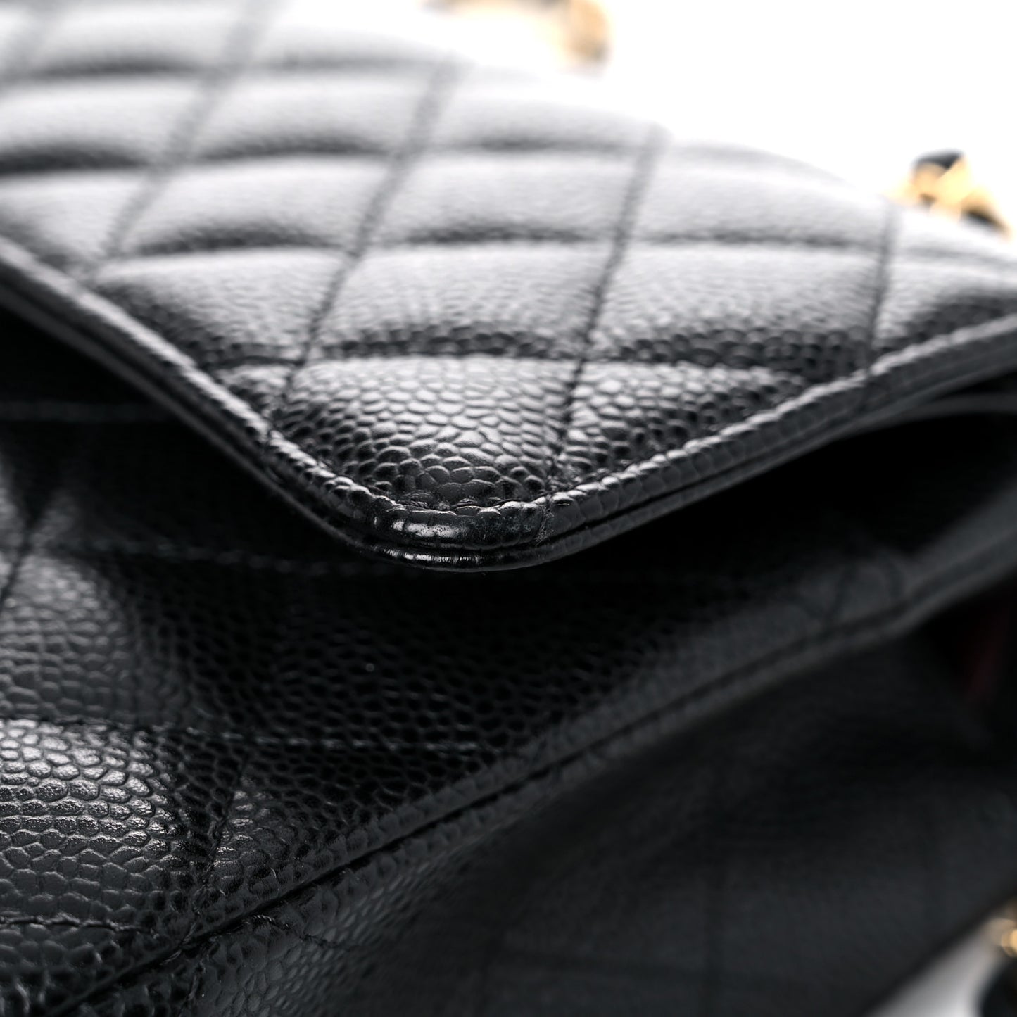 Caviar Quilted Medium Double Flap Black