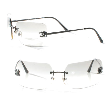 Chanel Metal Crystal CC Logo Sunglasses 4017-D Silver 1 of 5