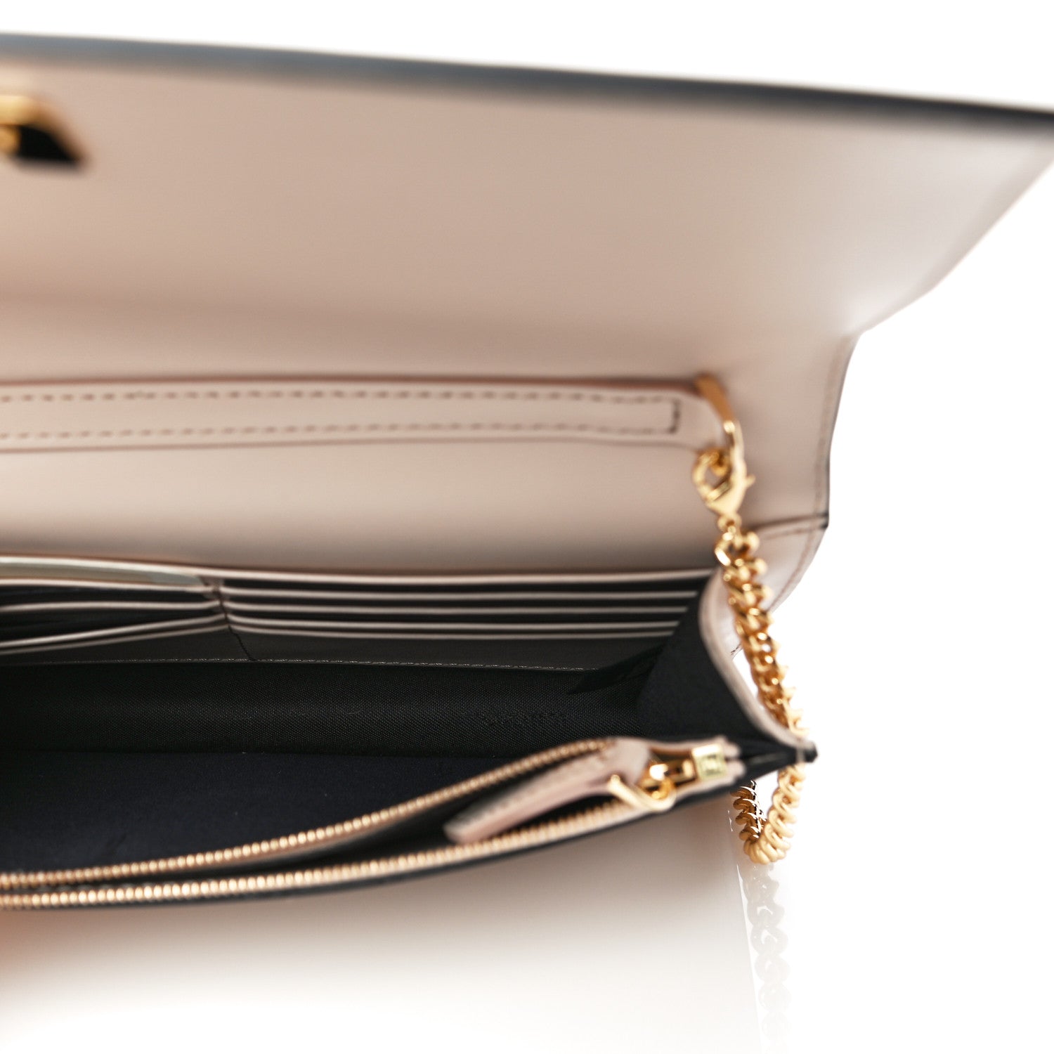Fendi Vitello King Tamponato Logo Embossed Medium Wallet On Chain Poudre 5 of 11