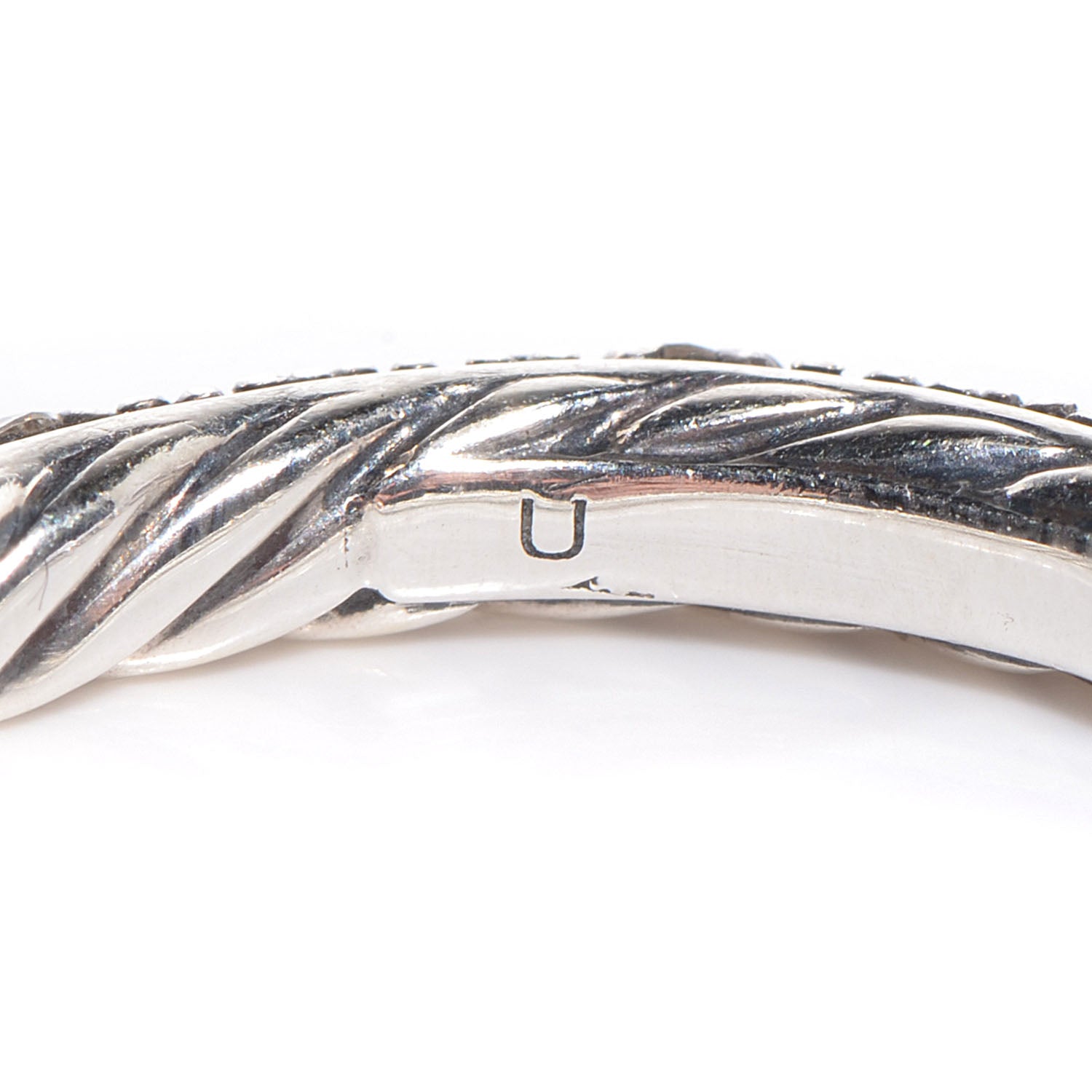 David Yurman Sterling Silver Pave Diamond Midnight Melange 3mm Band Ring 6 3 of 6