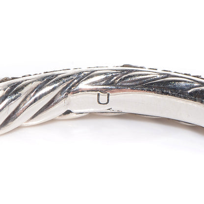 David Yurman Sterling Silver Pave Diamond Midnight Melange 3mm Band Ring 6 3 of 6