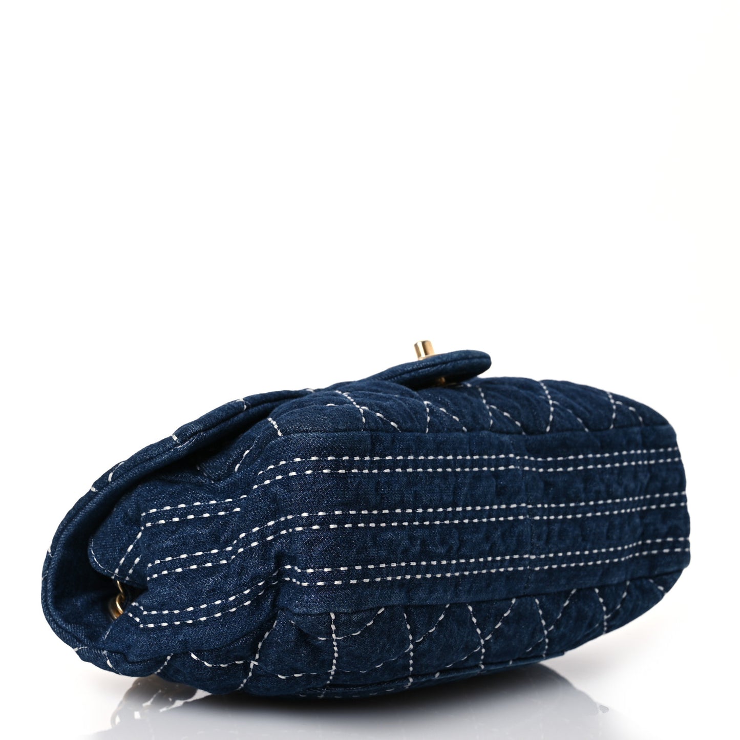 Denim Quilted Medium Denim Trip Single Flap Blue